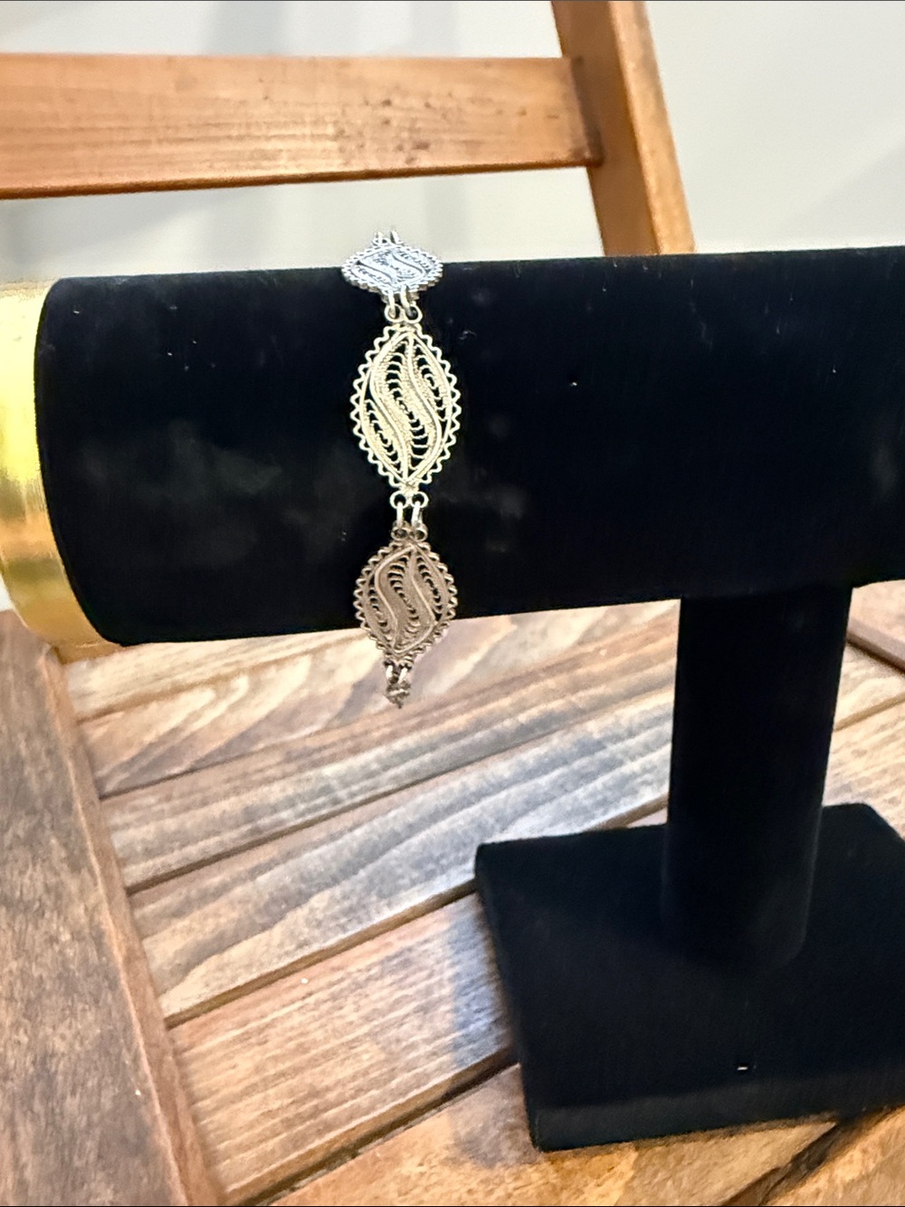 Vintage Sterling Silver Filigree Paisley Link Bracelet